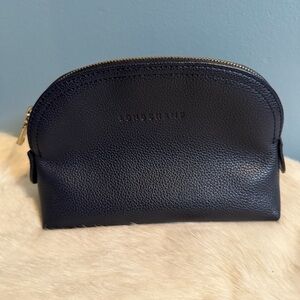Longchamp Le Foulonne Navy Cowhide Leather Pouch